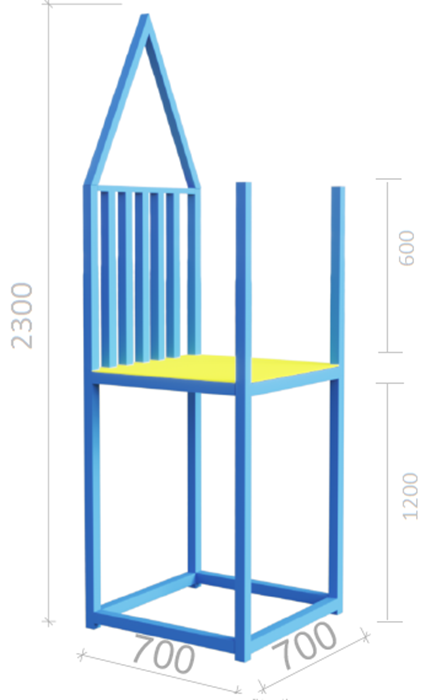 Елемент вежа Tobi Sho металева вулична під гойдалку з металевими перилами 700х700х2300 мм - фото 2