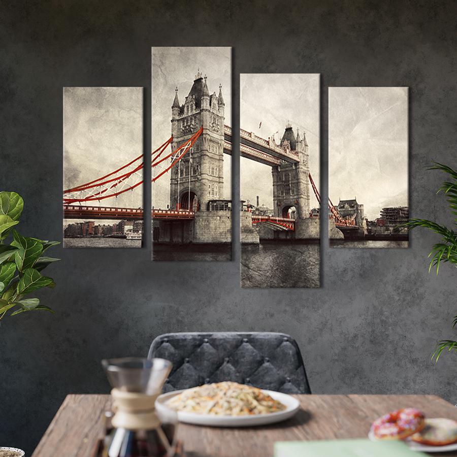 Картина модульная из 4 частей Исторический Тауэрский мост в Лондоне M 89x56 см (335-42)