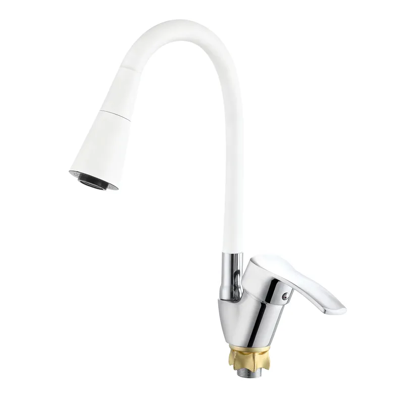 Смеситель для кухни с силиконовым изливом Zerix YUT 279 Reflector White (ZX5988)