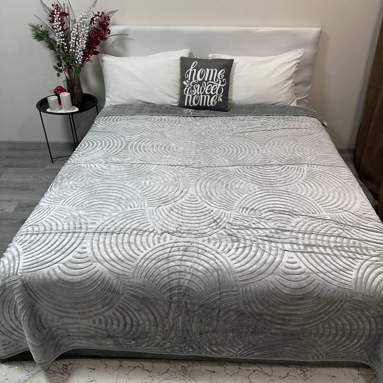 Покривало на ліжко акрилове 200x230 см Сірий (P-акрил-17) - фото 9