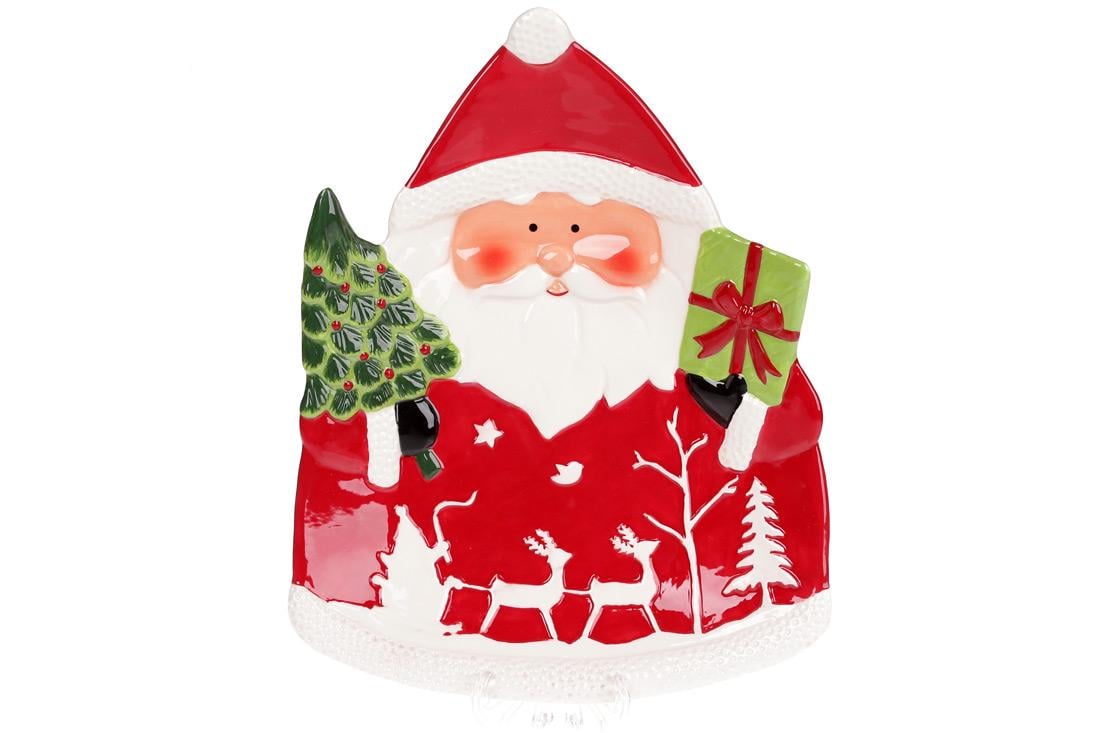 Новогоднее сервировочное блюдо BonaDi Санта с подарками 33см (827-833)