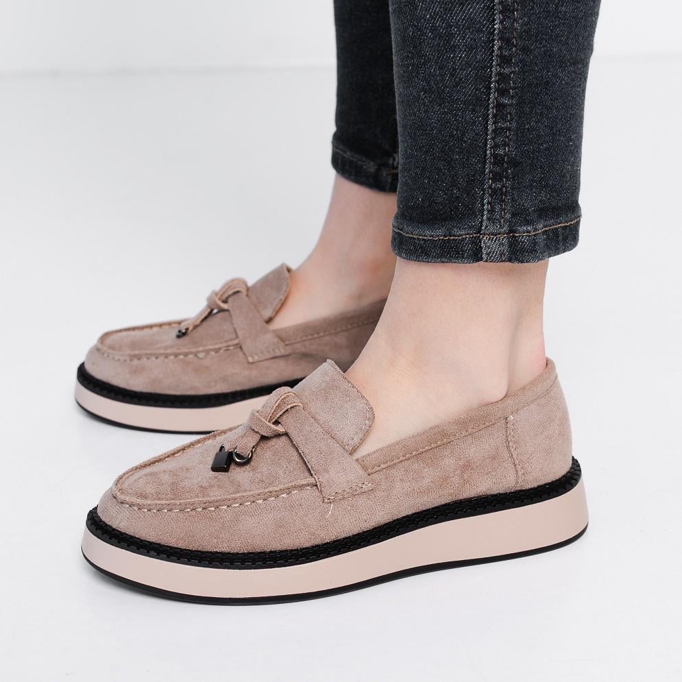 Лоферы женские Fashion Gwinnett 3914 р. 40 25,5 см Бежевый (10429226)