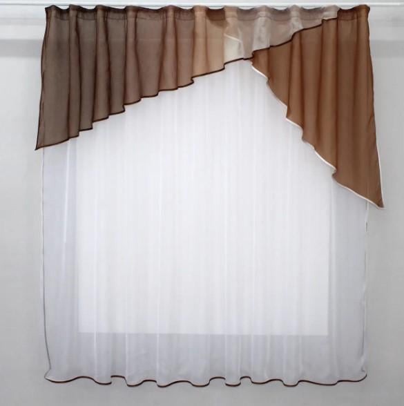 Шторка с ламбрекеном шифон/батист 270х170 см Коричневый/Белый (00к 59-328) Шторка с ламбрекеном шифон/батист 270х170 см Коричневый/Белый (00к 59-328)