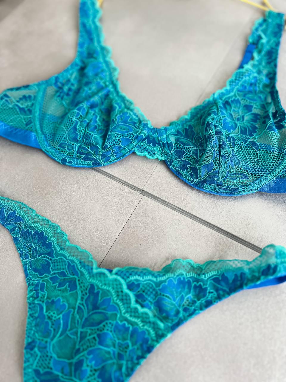 Комплект нижнего белья кружевной M Бирюзовый (DO2219) - фото 17 Комплект нижнего белья кружевной M Бирюзовый (DO2219) - фото 17