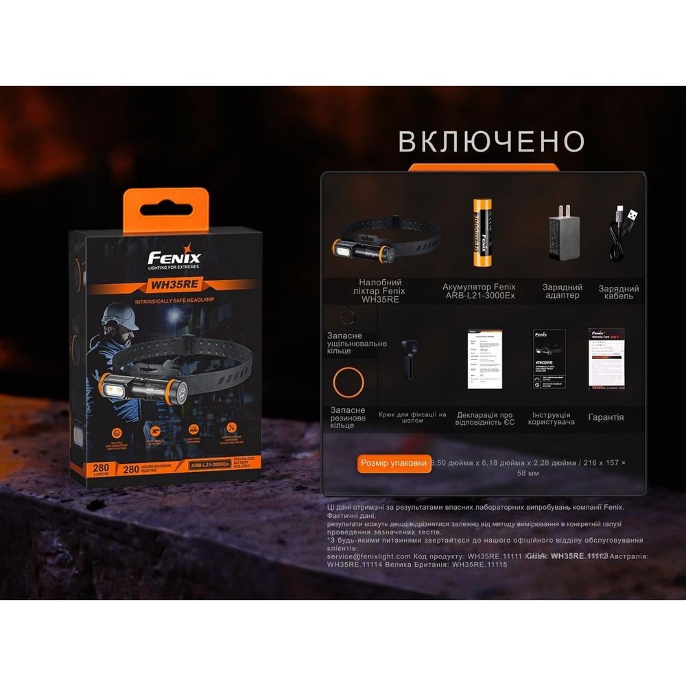 Фонарь налобный Fenix WH35RE взрывостойкий Черный - фото 7 Фонарь налобный Fenix WH35RE взрывостойкий Черный - фото 7