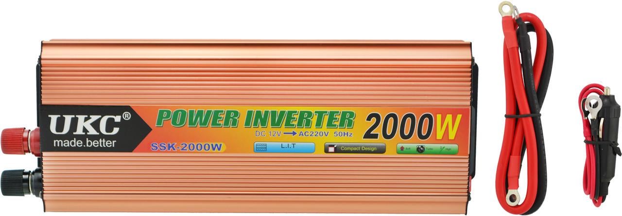 Инвертор напряжения UKC SSK-2000W 12/220V от аккумулятора 2000 Вт (75951689)