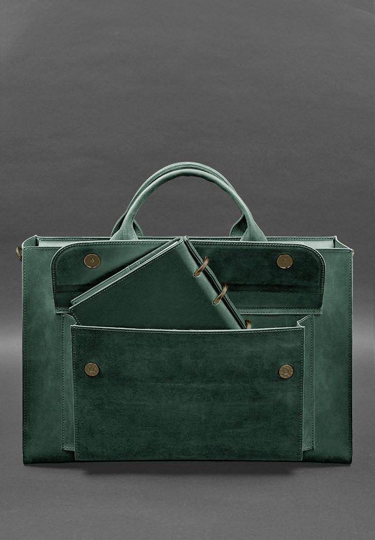 Сумка кожаная для ноутбука и документов универсальная Crazy Horse Зеленый (A-028197) - фото 2 Сумка кожаная для ноутбука и документов универсальная Crazy Horse Зеленый (A-028197) - фото 2