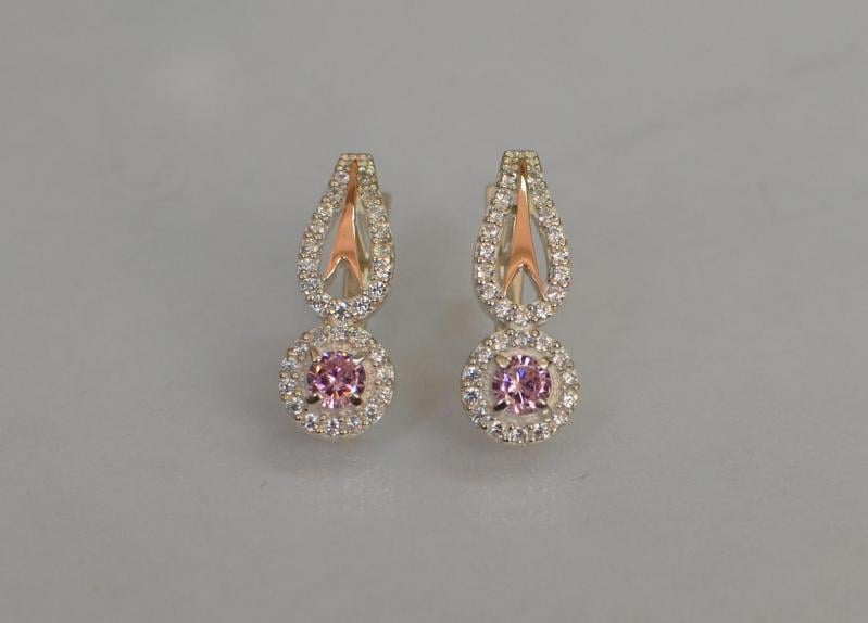 Срібна каблучка Sil з золотими пластинами 135s-15 Рожевий (Sil-1186)