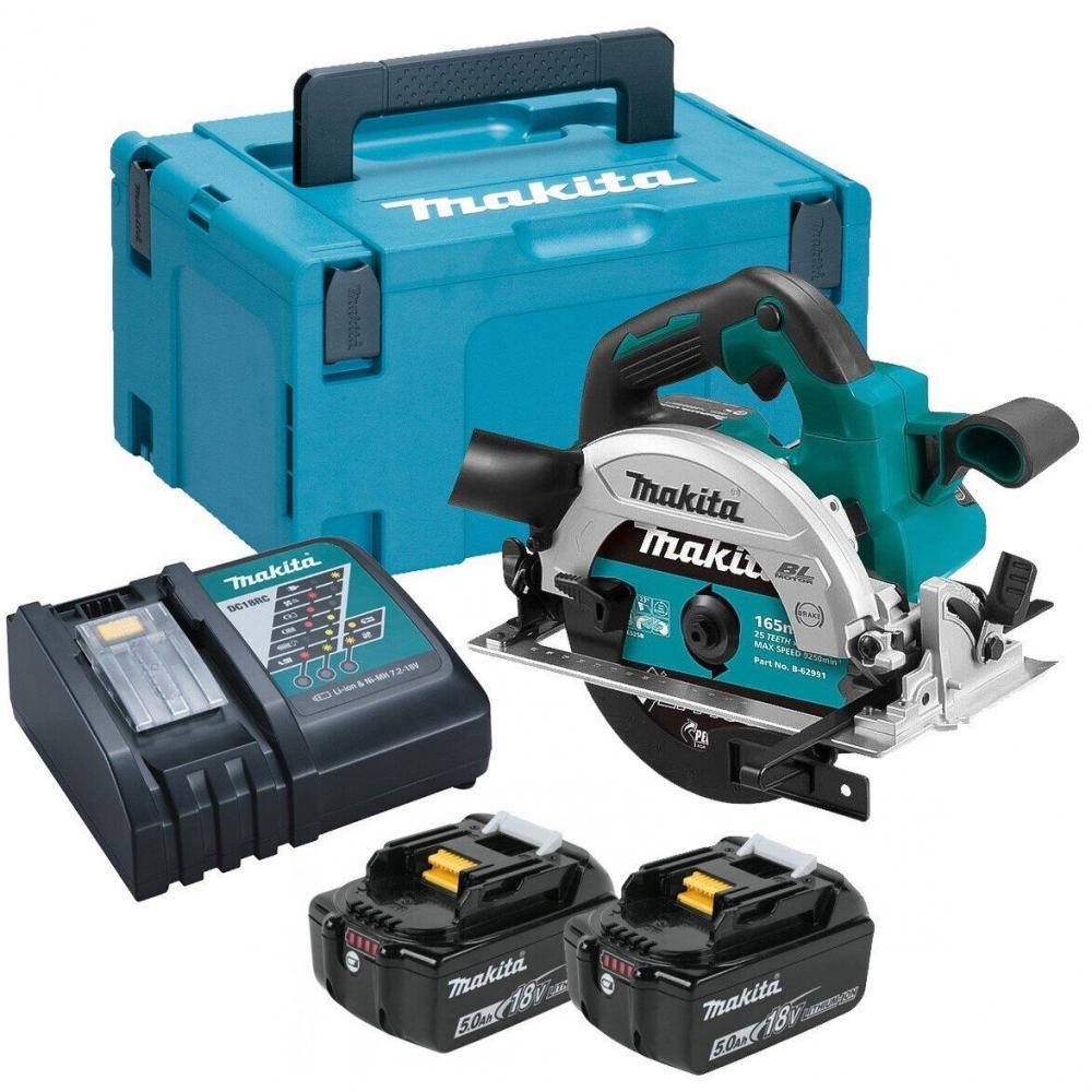 Аккумуляторная ручная дисковая пила Makita DHS660RTJ LXT + 2 АКБ 5 Ah + З/У + кейс MakPac (18В, 165мм) электрическая циркулярная пила (4056)