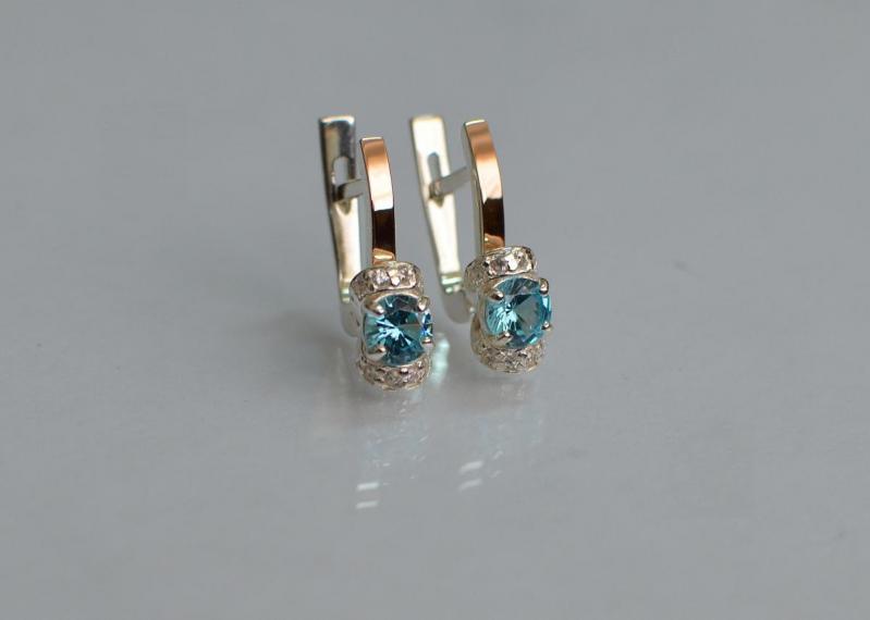 Серебряные серьги Sil с золотом 137s-6 Лаванда (Sil-1224)