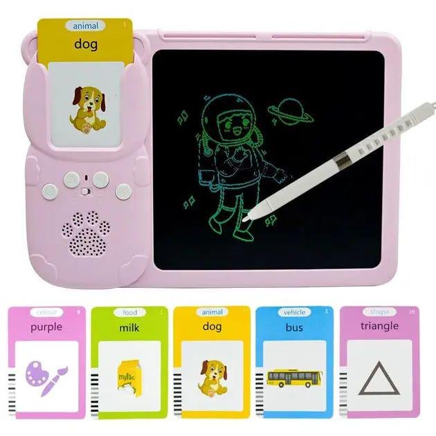 Карточки Монтессори для английского языка/планшет для рисования LCD USB 24х17х5 см Розовый (30627662)