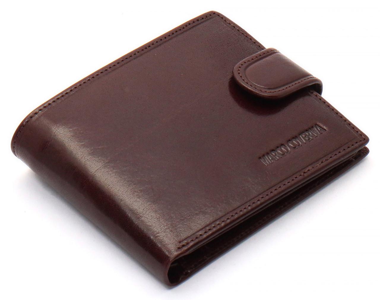 Мужское портмоне Marco Coverna на кнопке из натуральной кожи Коричневый (B047-801)