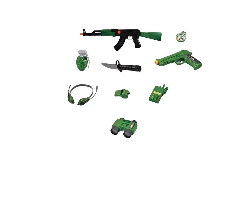 Игровой набор военный Elite Troops 2 вида оружия/трещотка Green (120777)