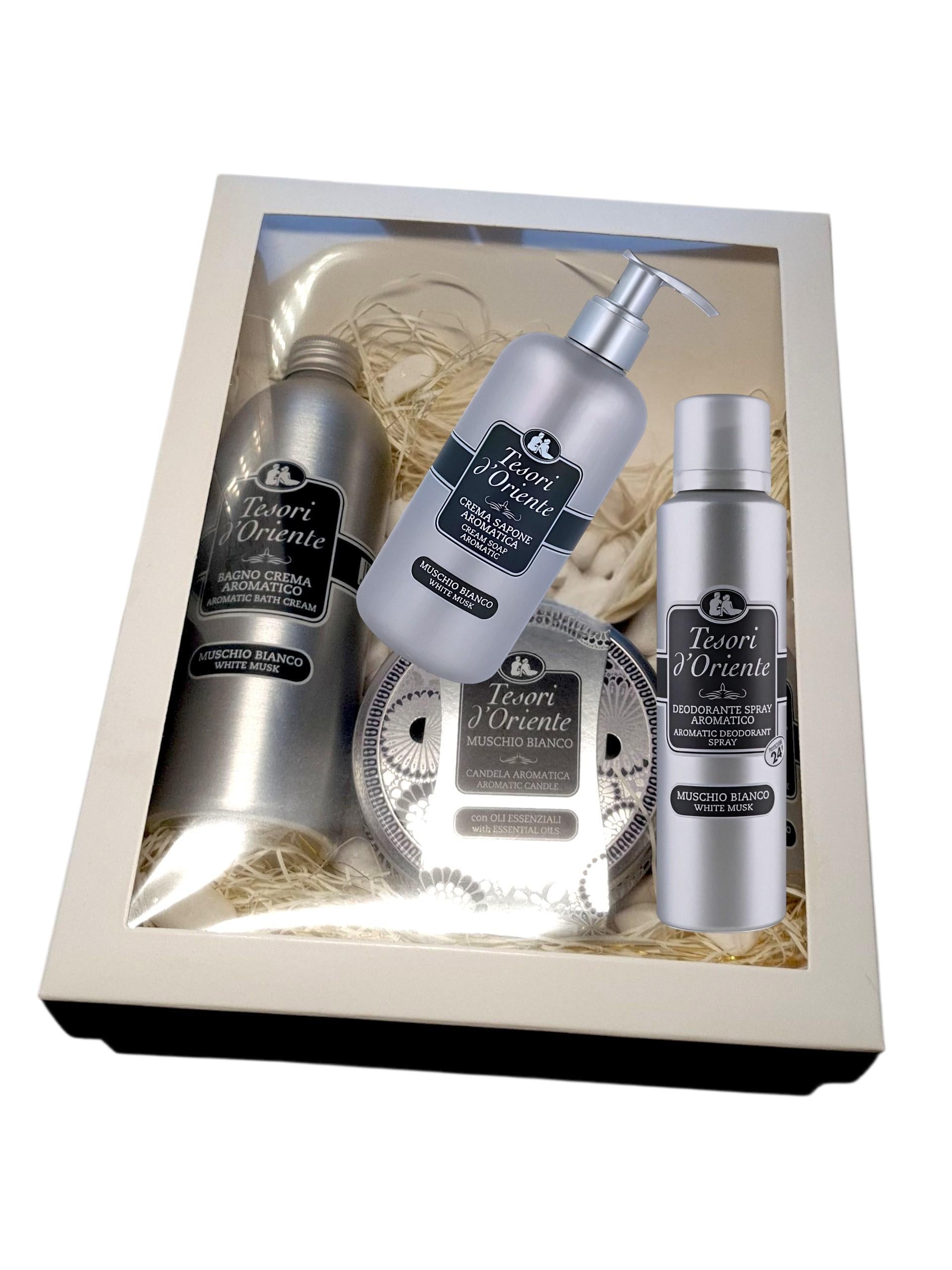 Набор средств парфюмированных Tesori d`Oriente white musk для ухода арома и спа-сеанса 4 позиции в упаковке (01111R)