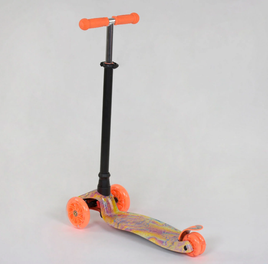 Самокат трехколесный Best Scooter Maxi пластмассовый трубка руля алюминиевая Orange/Black (83269) - фото 3