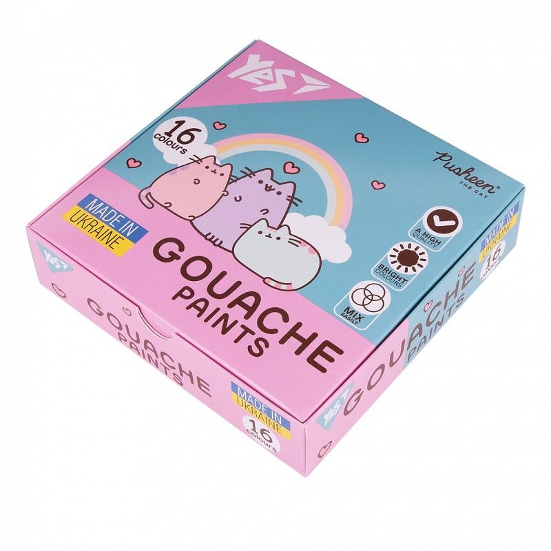 Гуашевые краски YES Pusheen 16 цветов/20 мл (29679163)