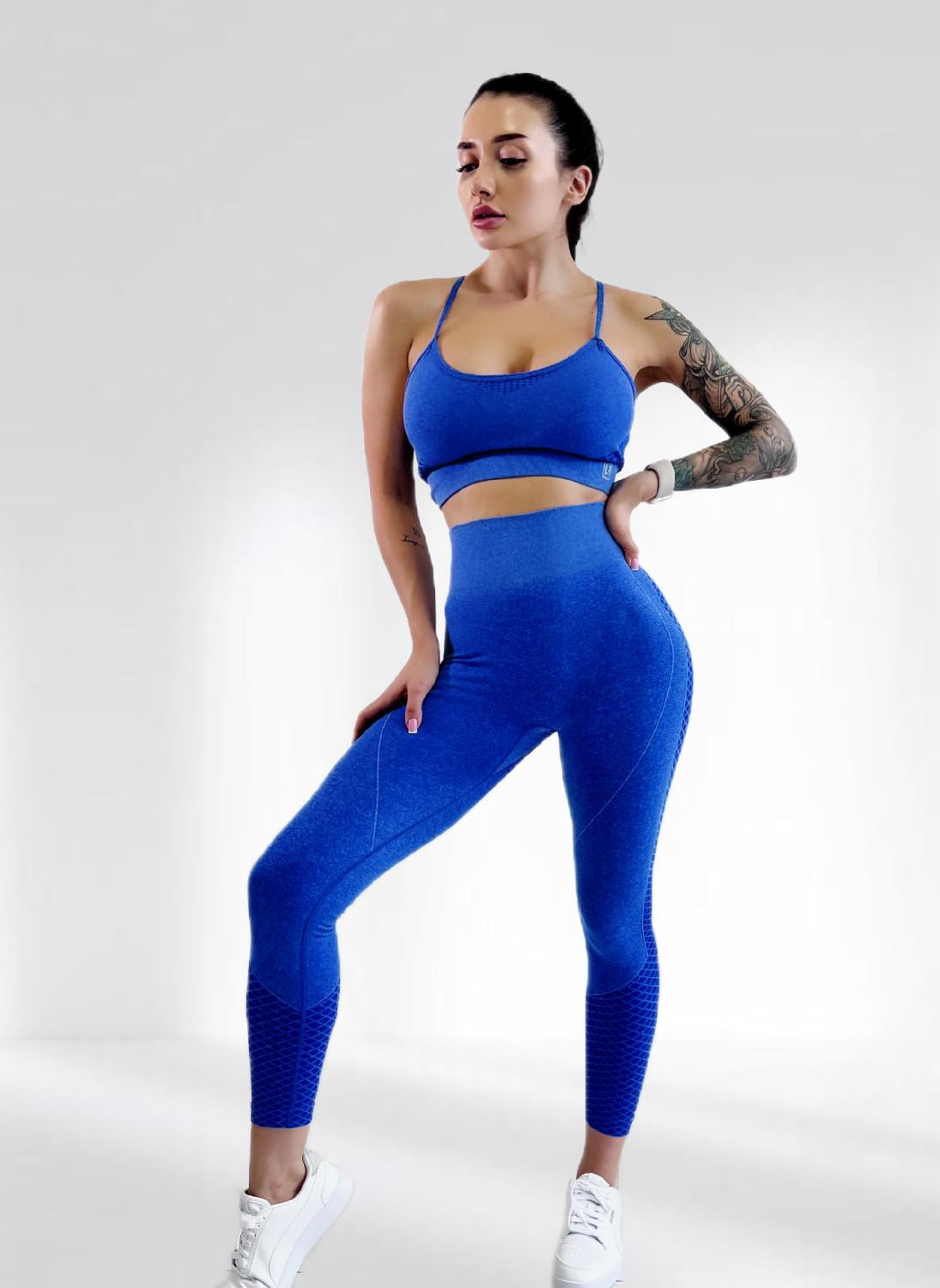 Костюм для фитнеса женский LILAFIT лосины пуш ап и топ M Голубой (LFS000065)