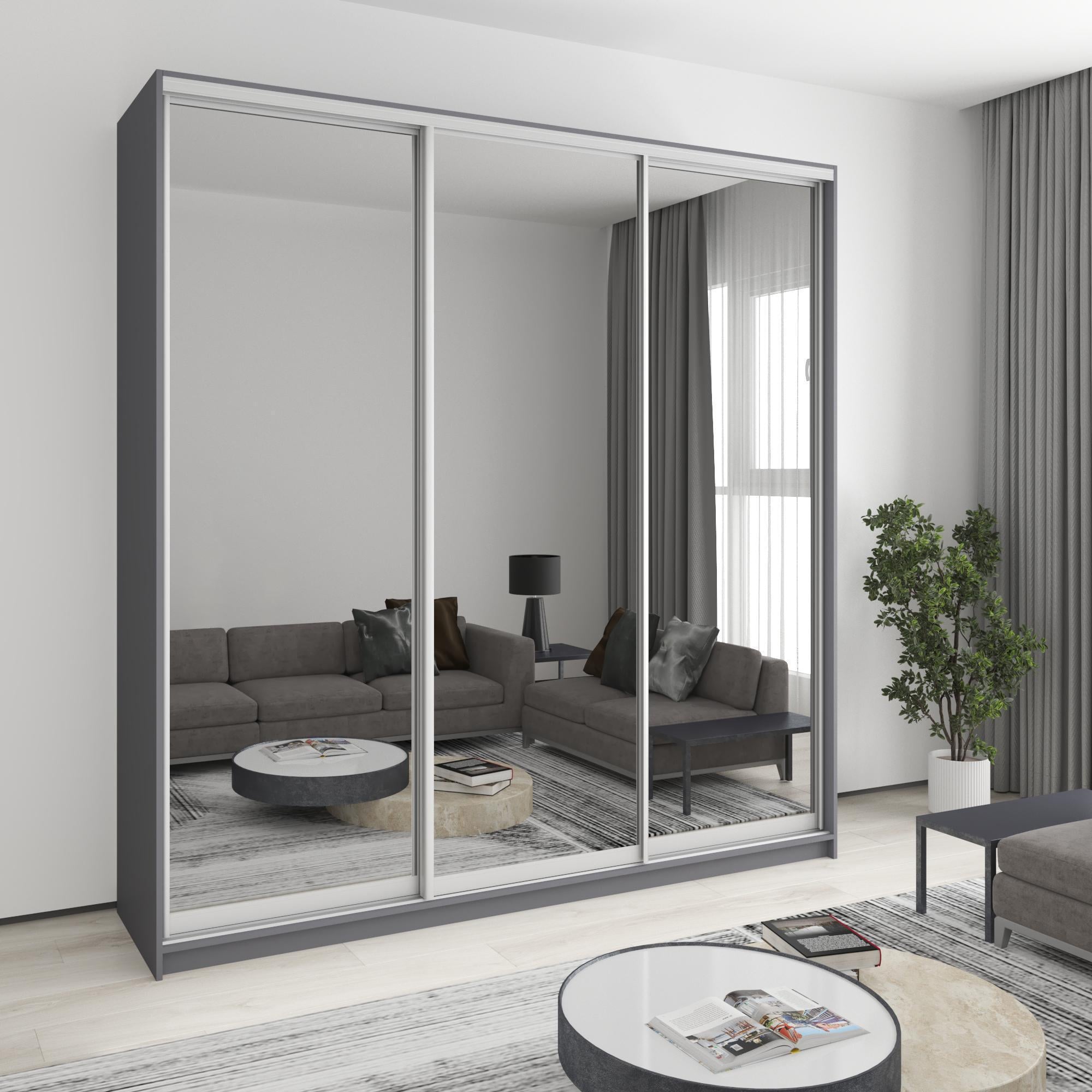 Шкаф-купе трехдверный MebelStar Комбо AL 3 зеркала 230x45x240 см Антрацит (MBS-2183)