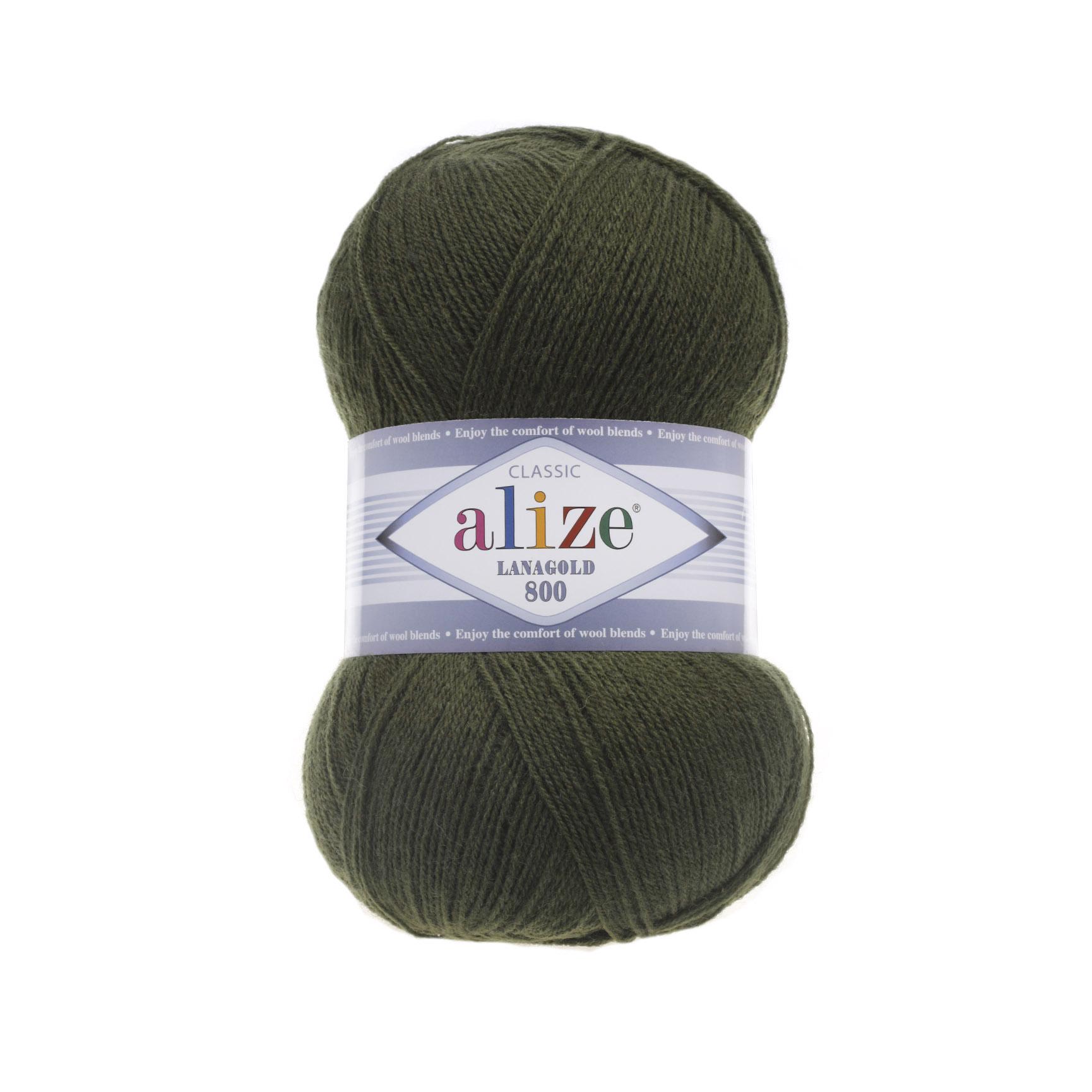 Пряжа Alize Lanagold 800 29 Хаки (5889)