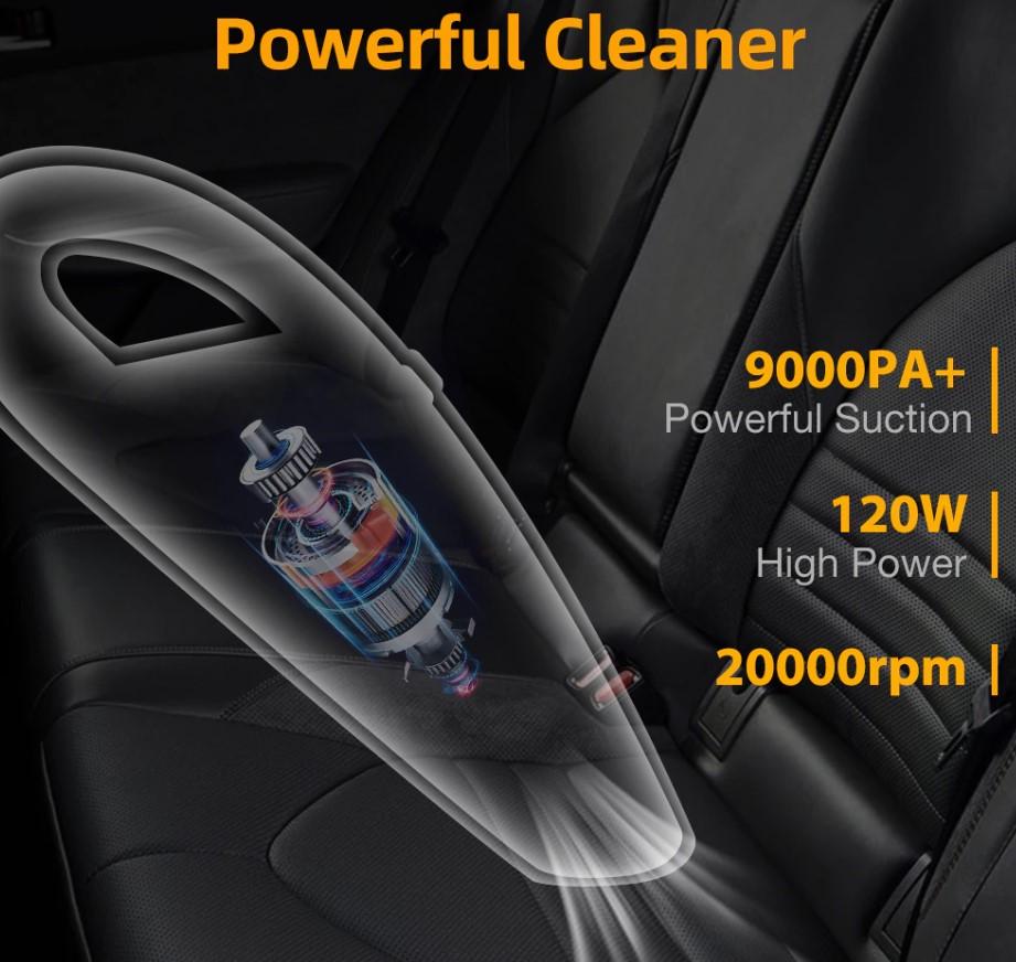 Пылесос автомобильный Vacuum Cleaner JM-XC120 8079 120W 2200 мАч Черный (2cf3e464) - фото 4