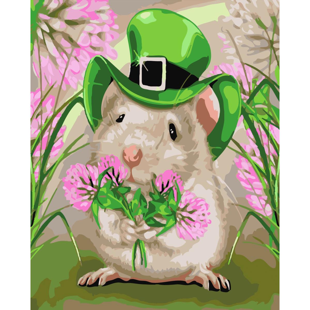 Картина по номерам Strateg Премиум Хомячок джентльмен с лаком 30х40 см (SS-6425)