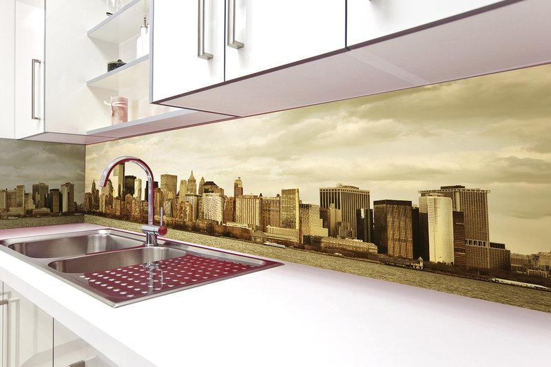 Кухонный фартук Сити из самоклеющейся виниловой пленки 65х250 см Бежевый
