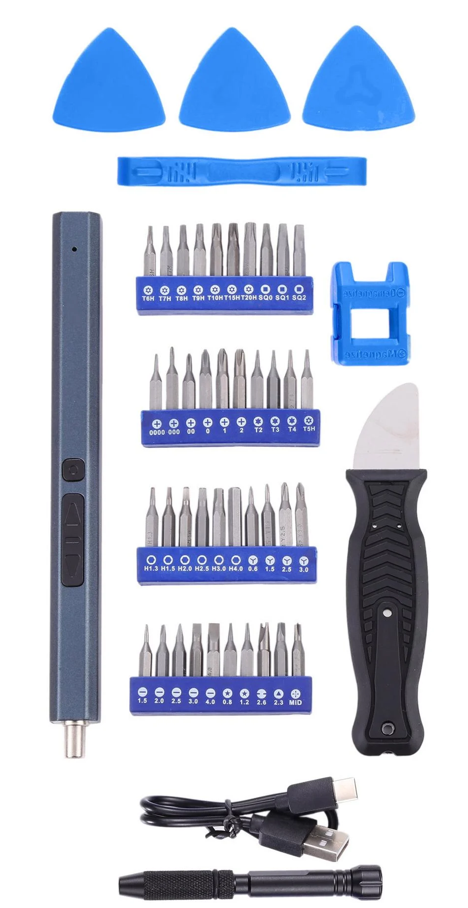 Электроотвертка аккумуляторная с 40 битами автоматическая (VUKAKU-1332)