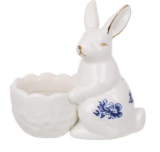 Підставка для яйця порцелянова Кролик з трояндою 10x6x10,5 см (158-004)