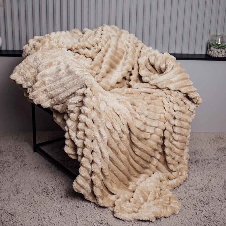 Плед Шарпей Гранде евро в сумке Светло-бежевый (86597) Плед Шарпей Гранде евро в сумке Светло-бежевый (86597)