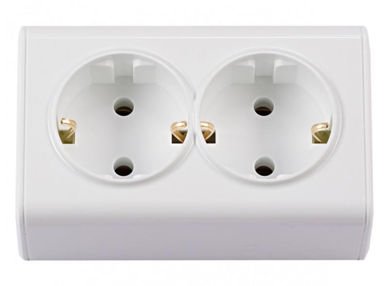 Розетка двойная Luxel с заземлением накладная miniature Белый (2058)