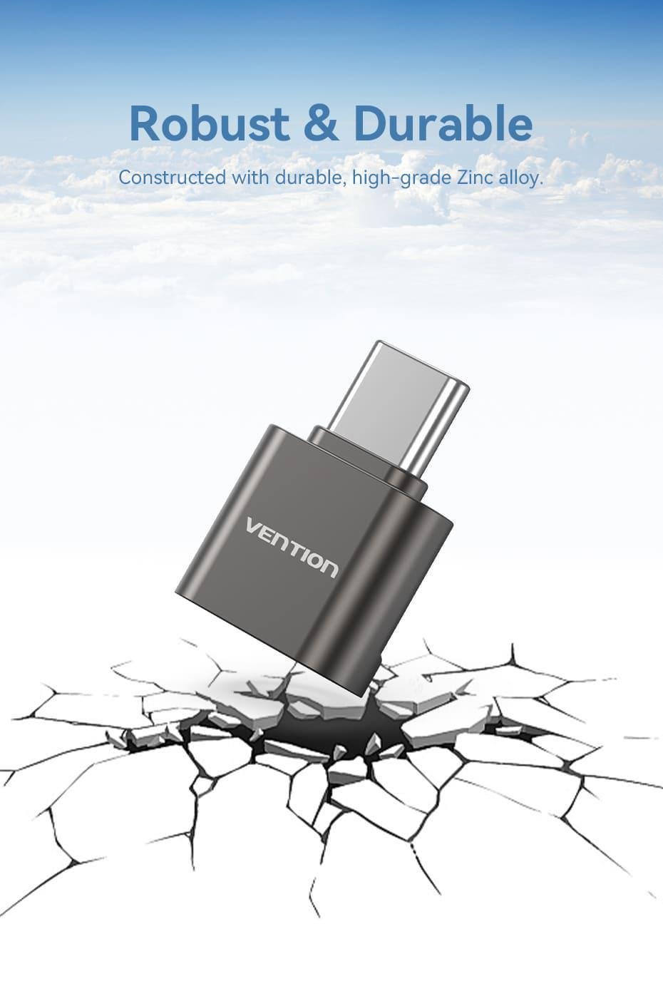 Кардридер Vention Type-C для TF Micro SD 480 Мбит/с для Чтения Карт памяти USB-C Серый (CLMH0) - фото 7