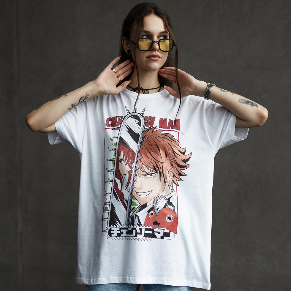 Футболка Chainsaw Man Denji/Makima/Pochita S Белый (00000000040)