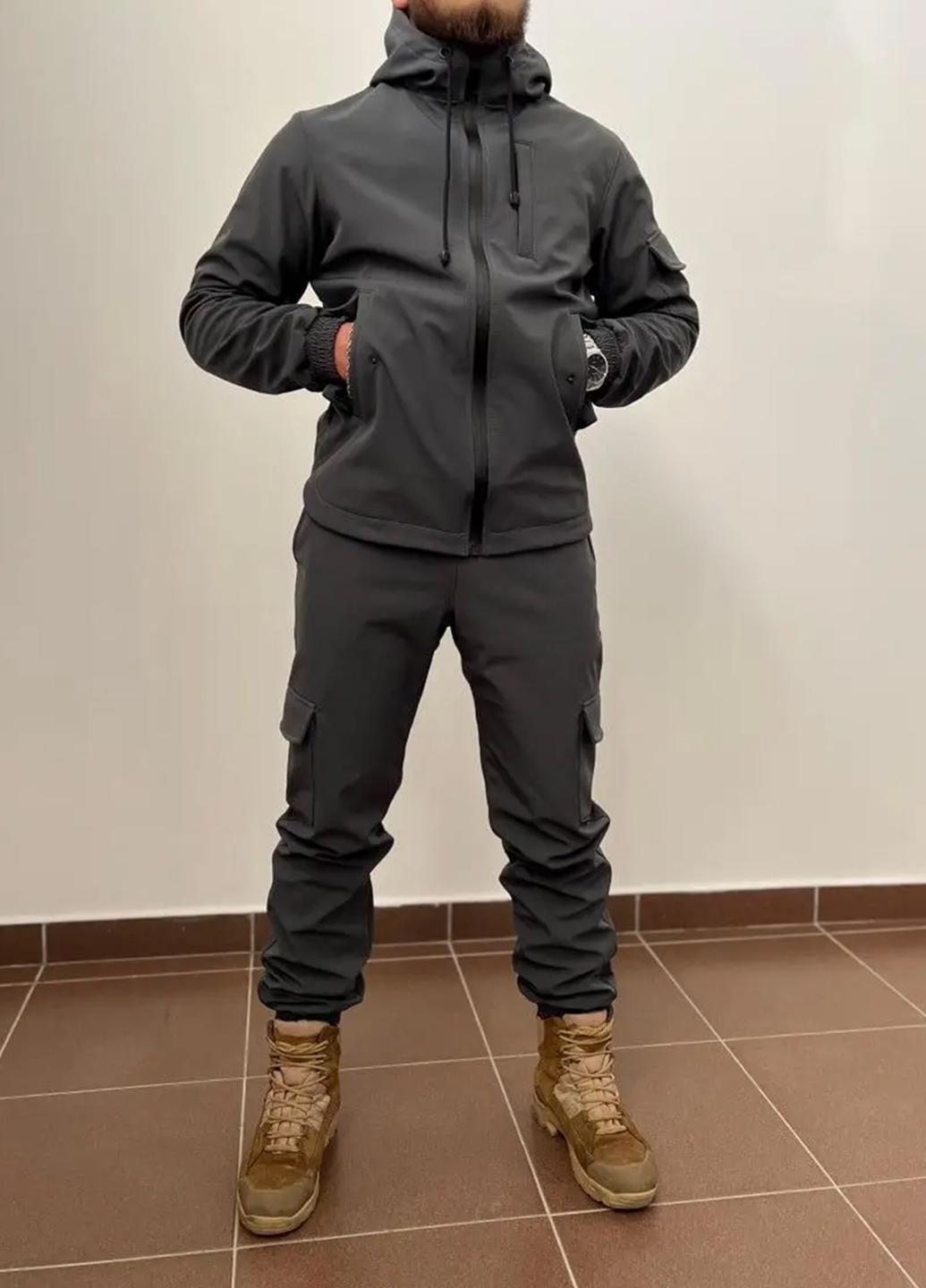 Костюм из куртки и штанов водоотталкивающий Softshell Серый