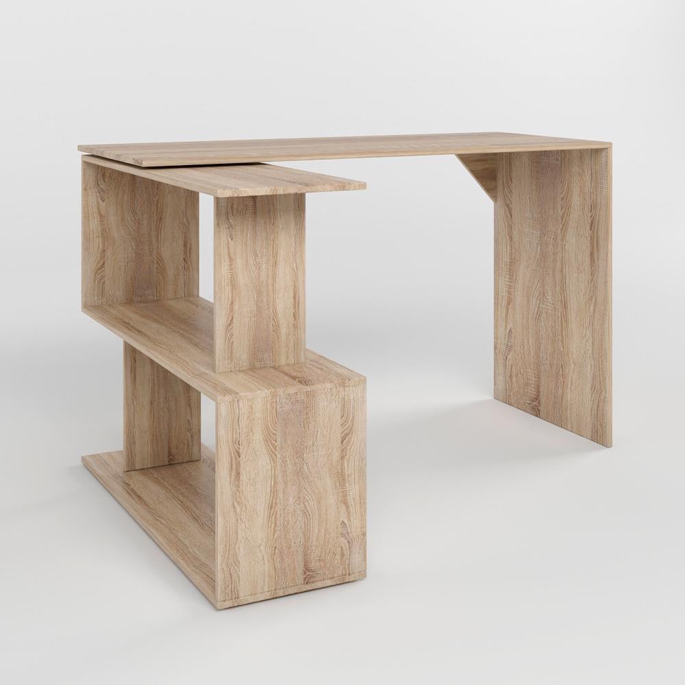 Cтол компьютерный М-Зон Джеко 1200 поворотный с полками Сонома (MZN-031032)