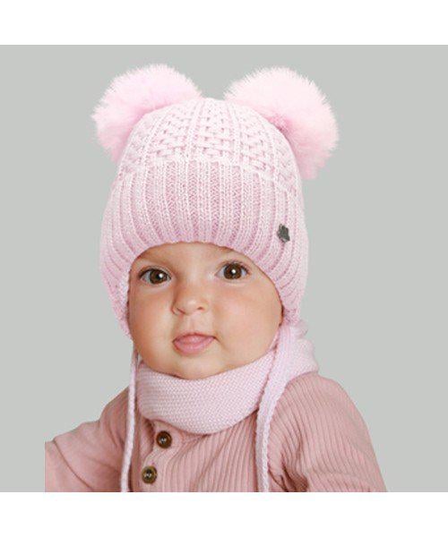 Комплект шапка та шарф дитячий Elf Мартіна р. 44 Рожевий (OK001552)
