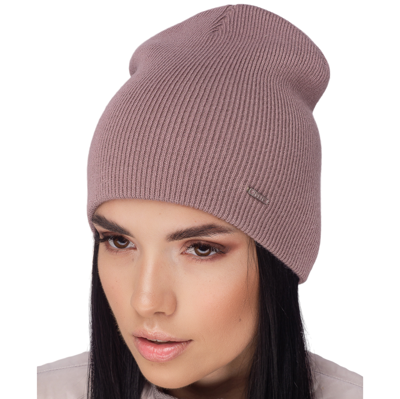 Шапка жіноча напіввовняна Leks Греммі one size Темно-пудровий - фото 1