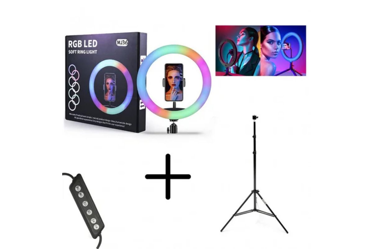 Кільцева лампа LED Ring RGB MJ 36 з пультом і штативом 36 см (1452694783) - фото 3 Кільцева лампа LED Ring RGB MJ 36 з пультом і штативом 36 см (1452694783) - фото 3