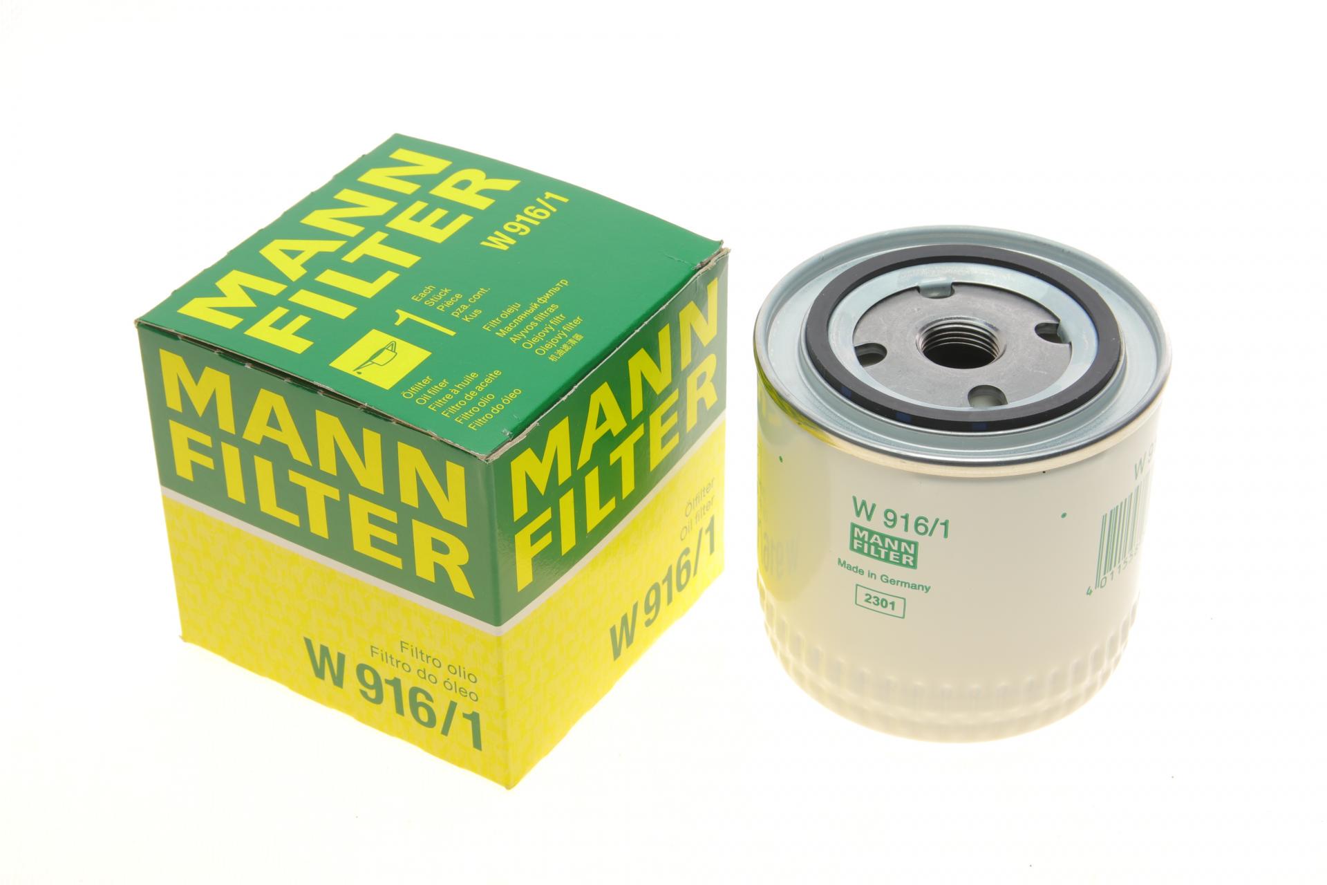 Фильтр масляный Mann-Filter для Uaz Patriot 2,7i 04-/Ford Transit 1,5-2,9i 55-00 (W 916/1)