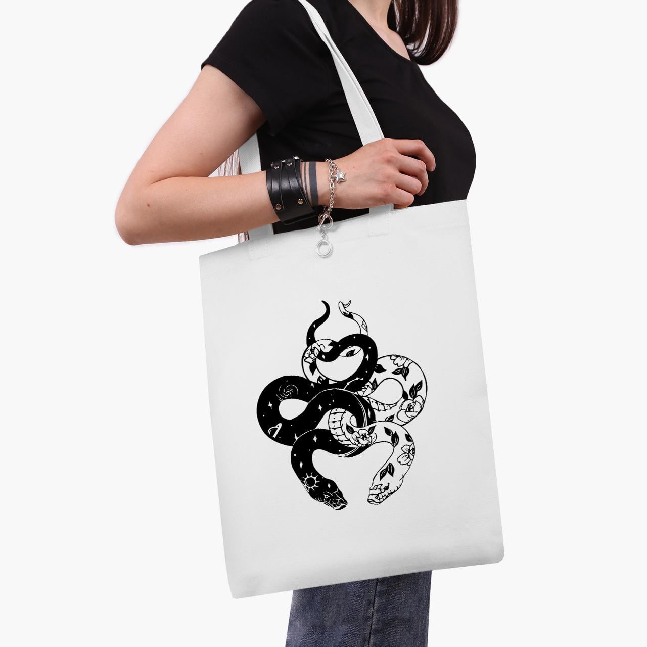 Эко сумка шоппер Yin Yang Snake 41x35 см Белый (9227-2850-WT1)