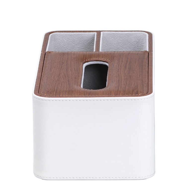 Салфетница-органайзер из эко-кожи для дома и кафе 3 отделения Белый/Коричневый - фото 4