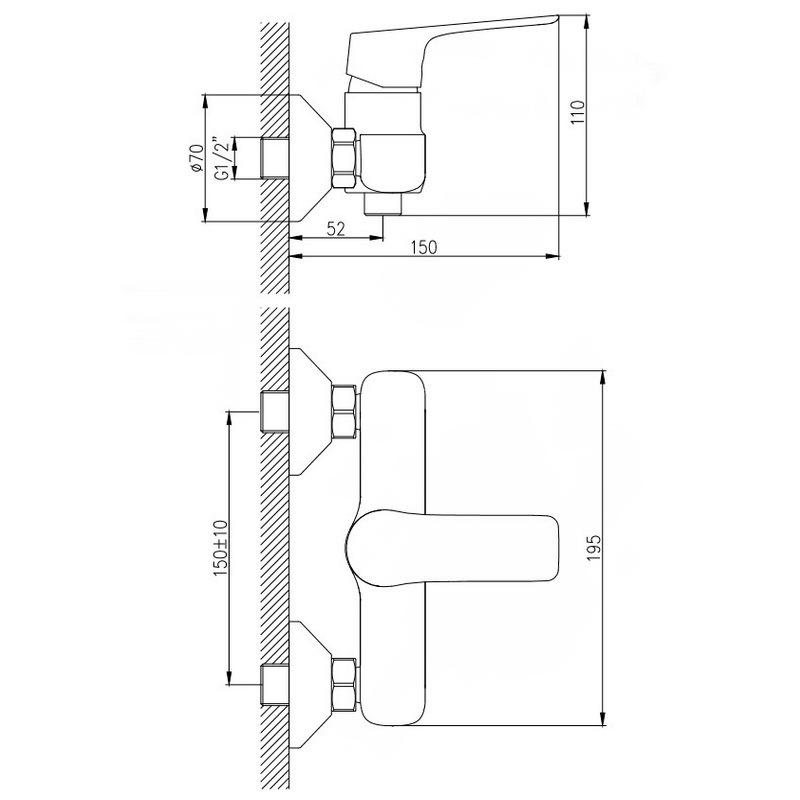 Смеситель для душа Koller Pool Kvadro Start KS0400B Черный (215304) - фото 2