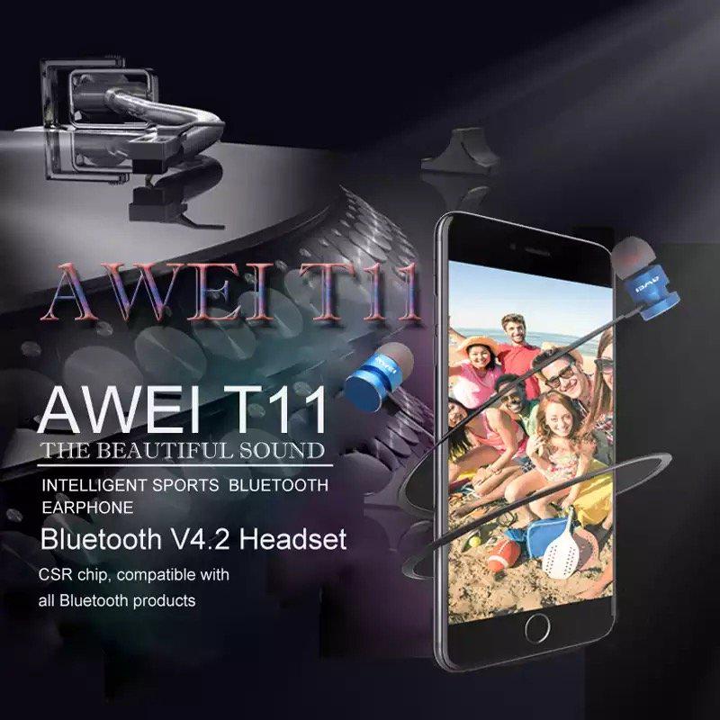 Наушники AWEI T11 Bluetooth Черный (10416769) - фото 3