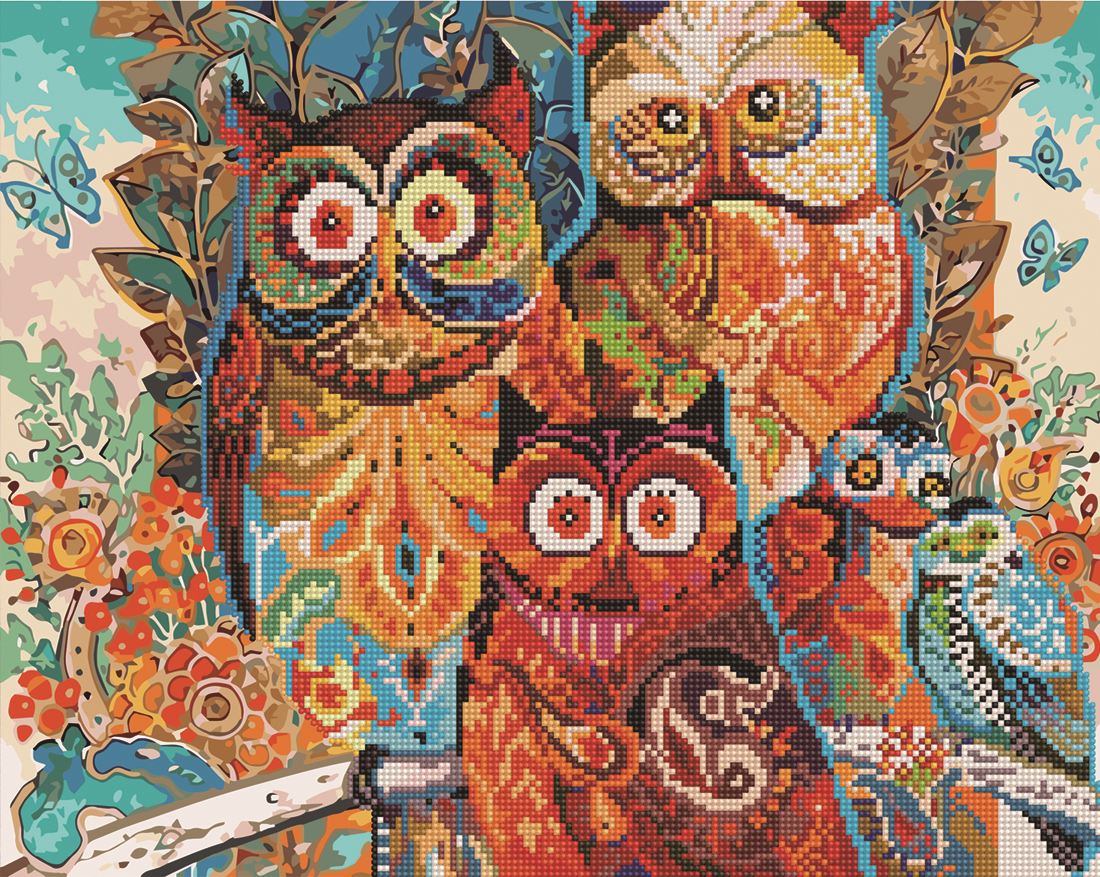 Алмазная мозаика и картина по номерам Brushme Цветные совы 40х50 см (GZS1003) Алмазная мозаика и картина по номерам Brushme Цветные совы 40х50 см (GZS1003)