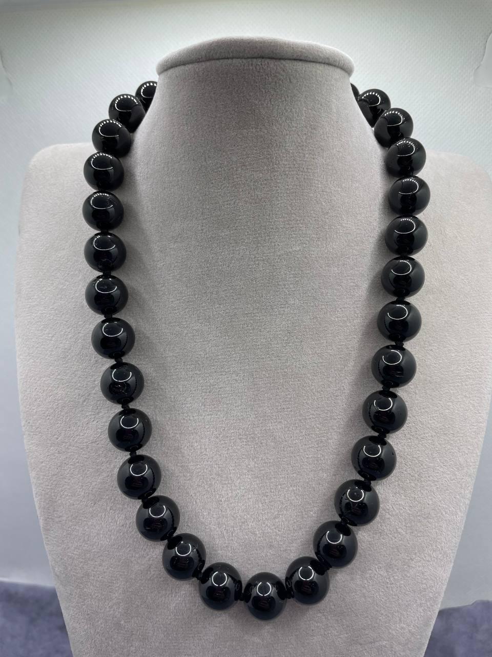 Бусы турмалин Шерл 8 мм Черный (374)