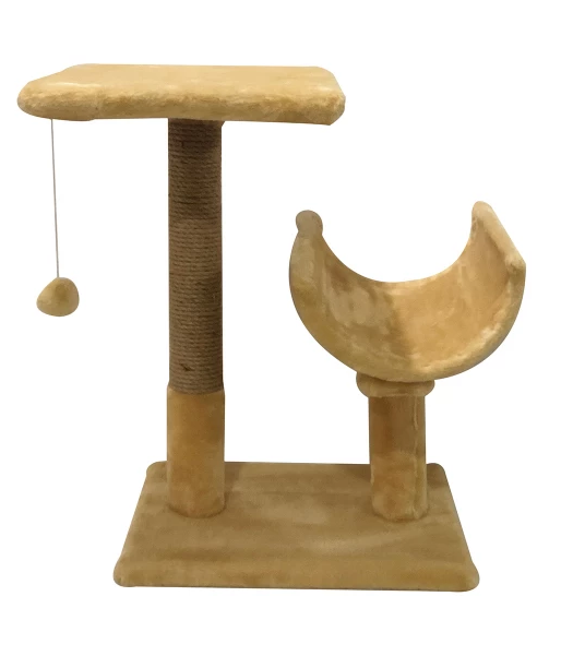 Когтеточка для кошек Пушистик с полкой и полутоннелем 30x38x50 см Бежевый (00000006782)