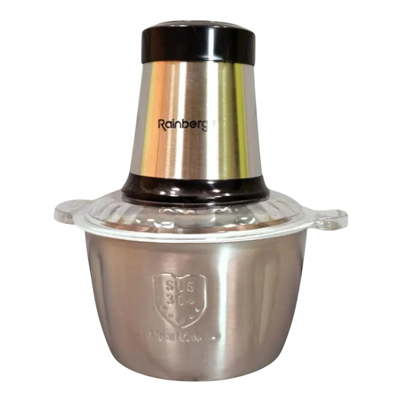 Блендер подрібнювач з 4 лезами Rainberg RB-2202 чоппер з металевою чашею на 2 швидкості імпульсний режим 1300 Вт 2 л (є60)