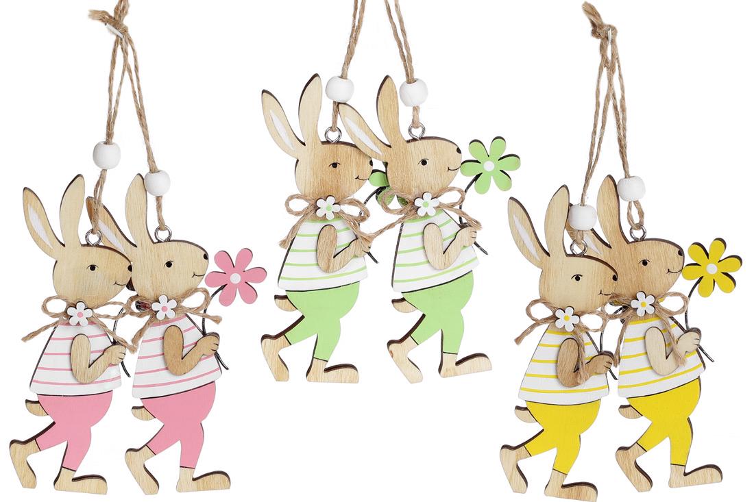 Декорация пасхальная на подвесе BonaDi Зайчик 12 шт. (781-972)