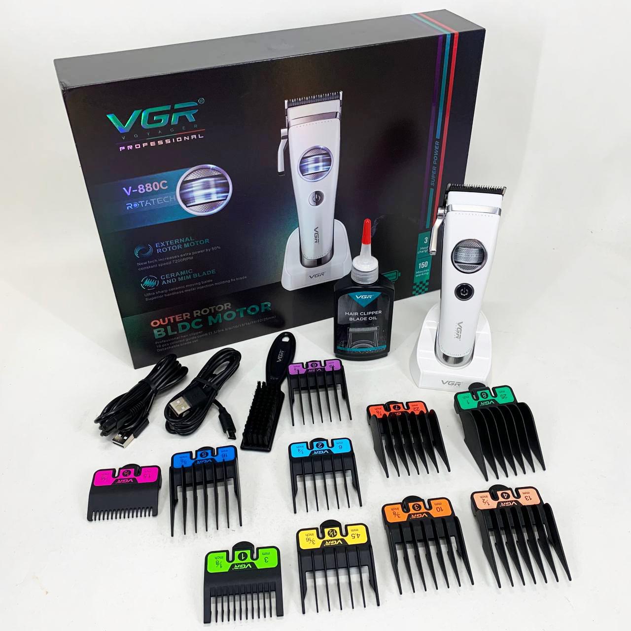 Машинка для стрижки акумуляторна VGR V-880C Білий (13352842)