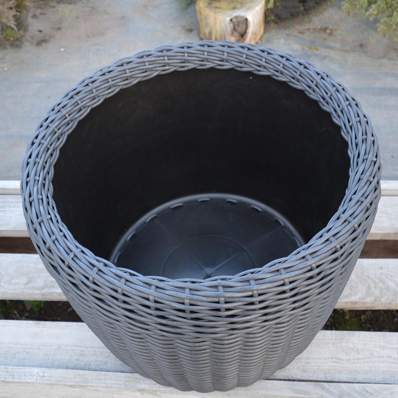 Кашпо велике для рослин та квітів з штучного ротангу/ручної роботи 60 л Графітовий (12343668) - фото 2