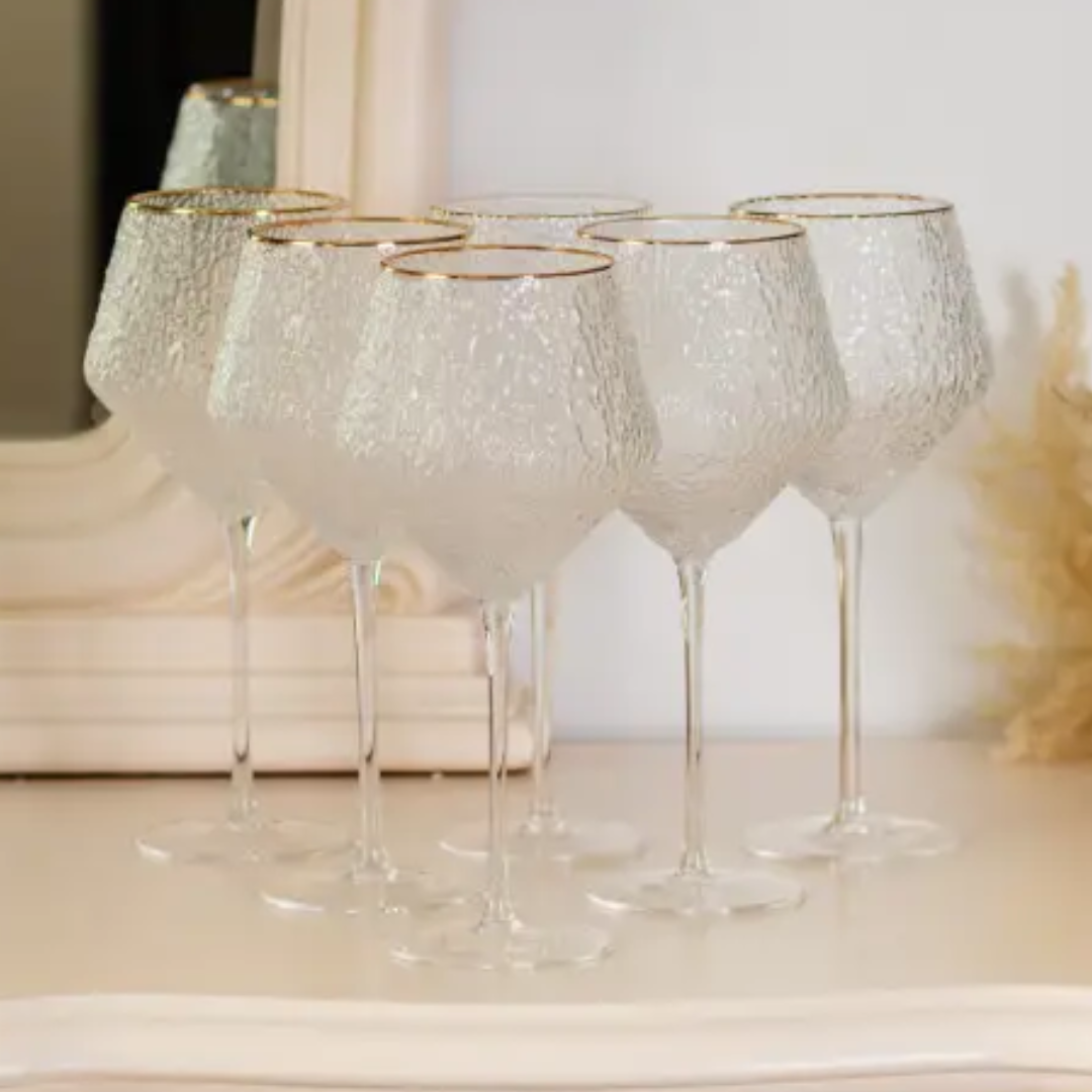 Набор бокалов для вина Stunning фактурных 6 штук по 600 мл Прозрачный (p-06) - фото 3 Набор бокалов для вина Stunning фактурных 6 штук по 600 мл Прозрачный (p-06) - фото 3